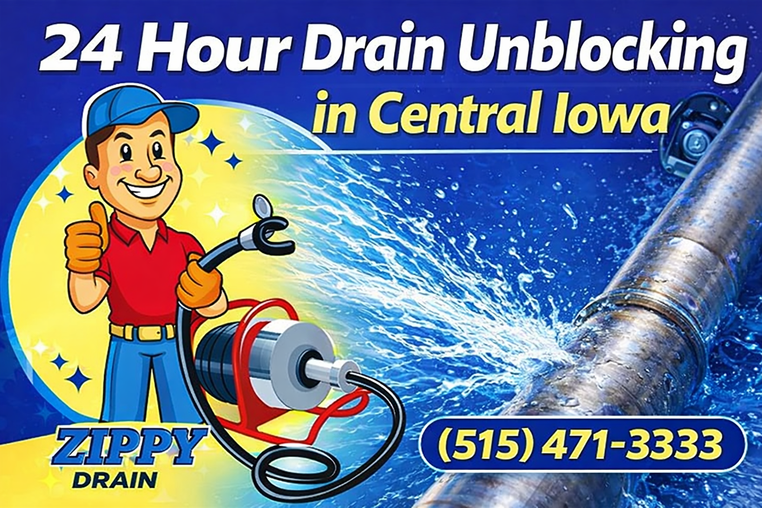 24 Hour Drain Unblocking in Central Iowa